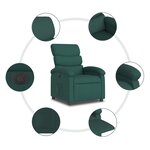 vidaXL Fauteuil inclinable électrique Vert foncé Tissu
