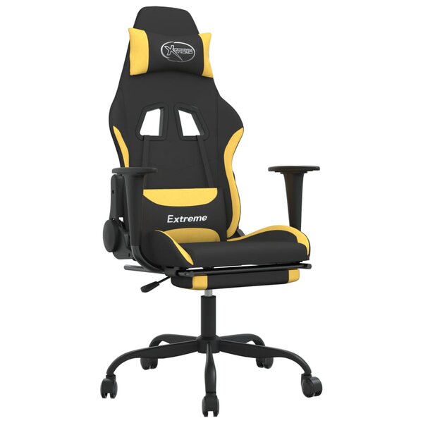 vidaXL Chaise de jeu avec repose-pied Noir et jaune Tissu