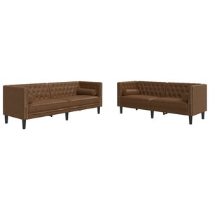 vidaXL Ensemble de canapé Chesterfield et traversins 2 Pièces marron