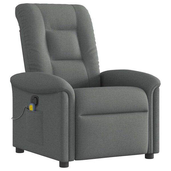 vidaXL Fauteuil inclinable de massage en tissu gris foncé