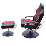 vidaXL Fauteuil avec repose-pied Noir/Rouge Similicuir