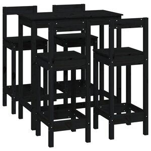 vidaXL Ensemble de bar 5 Pièces Noir Bois de pin massif