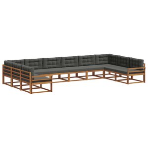 vidaXL Ensemble de canapés d'extérieur 10 Pièces Naturel et Anthracite