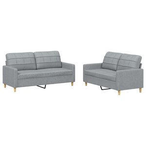 vidaXL Ensemble de canapés 2 Pièces avec coussins Gris clair Tissu