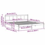 vidaXL Cadre de lit en bois de pin blanc Blanc Bois massif King size