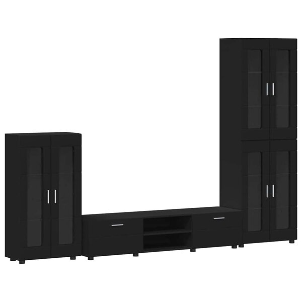 vidaXL Ensemble meuble TV avec tiroir FLORIN Noir Bois d'ingénierie