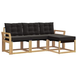vidaXL Ensemble de canapés d'extérieur 4 pc Blanc et noir