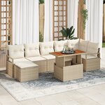 vidaXL Ensemble de canapé de jardin 8 pièces avec coussins en rotin polybeige