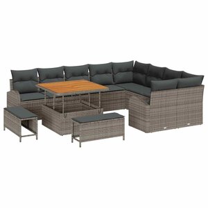 vidaXL Ensemble de canapé de jardin avec coussin 12 Pièces Gris