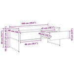 vidaXL Table basse Gris Sonoma 100 x 46 x 40 cm Bois d'ingénierie