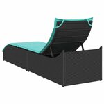 vidaXL Chaise longue pliante coussin et rangement noir résine tressée