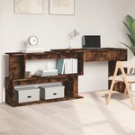 vidaXL Bureau d'angle Chêne fumé 200x50x76 cm Bois d'ingénierie