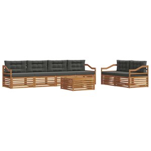 vidaXL Ensemble de canapés d'extérieur 7 Pièces Naturel et Anthracite