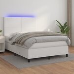 vidaXL Sommier à lattes de lit avec matelas et LED Blanc 140x200 cm