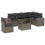 vidaXL Salon de jardin avec coussins 7 Pièces gris résine tressée
