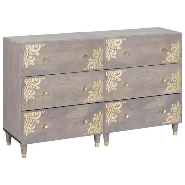 vidaXL Buffet 2 Pièces Gris 60 x 33.5 x 75 cm Bois de manguier massif