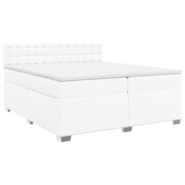 vidaXL Sommier à lattes de lit avec matelas Blanc 200x200cm Similicuir