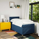 vidaXL Sommier à lattes de lit avec matelas Bleu 90x200 cm Tissu