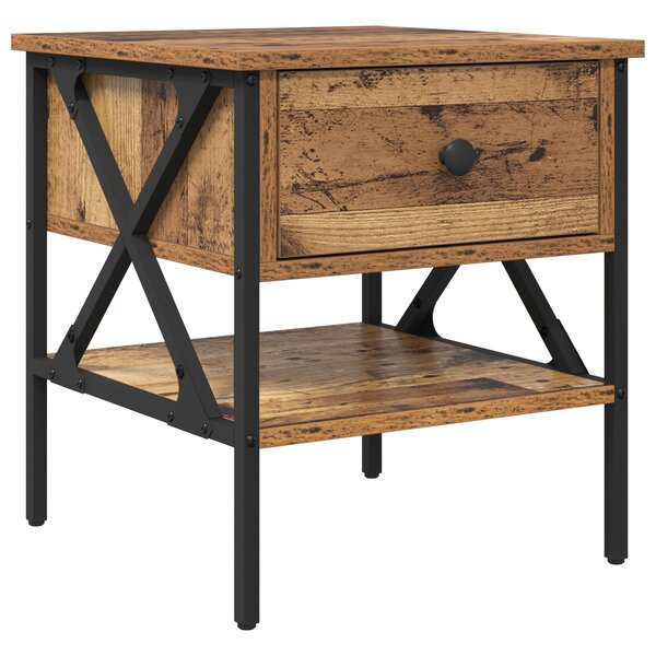 vidaXL Table de chevet Bois vieilli 40x42x45 cm en bois d'ingénierie