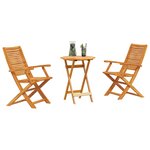 vidaXL Ensemble bistro pliant 3 Pièces Marron Bois d'Acacia Massif