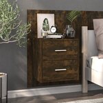 vidaXL Table de chevet murale Chêne fumé
