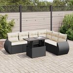 vidaXL Salon de jardin 7 Pièces avec coussins noir résine tressée