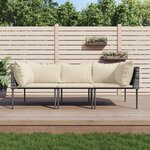 vidaXL Salon de jardin 3 Pièces avec coussins Gris Résine tressée