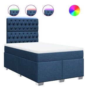 vidaXL Sommier à lattes de lit avec matelas bleu 120x190 cm tissu