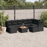 vidaXL Salon de jardin 10 Pièces avec coussins noir résine tressée