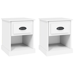 vidaXL Tables de chevet 2 Pièces blanc 39x39x47 5 cm bois d'ingénierie