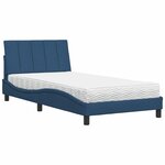 vidaXL Lit avec matelas bleu 100x200 cm tissu