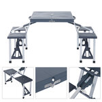 Table de camping pique nique pliante portable 4 personnes aluminium plastique gris foncé