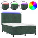 vidaXL Sommier à lattes de lit matelas et LED Vert foncé 140x190 cm