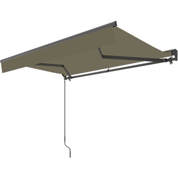 Store banne manuel semi coffre 2,90 x 2m en aluminium, structure grise anthracite, toile taupe BEAURIVAGE