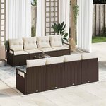 vidaXL Ensemble de canapé de jardin avec coussin 9 Pièces Marron  Crème