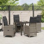vidaXL Ensemble de salle à manger pour jardin 5 Pièces Gris Poly rotin