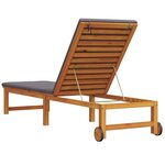 vidaXL Chaise longue en bois massif d'acacia avec coussins gris clair.