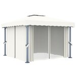 vidaXL Tonnelle avec rideau 3x3 m Blanc crème Aluminium