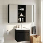 vidaXL Armoire murale de salle de bain Chêne Noir 30 x 14 x 70 cm