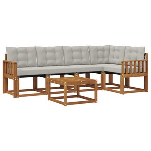 vidaXL Ensemble de canapés d'extérieur 6 pc Gris Naturel et Clair