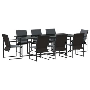 vidaXL Ensemble de salle à manger pour jardin 9 pc Noir Acier