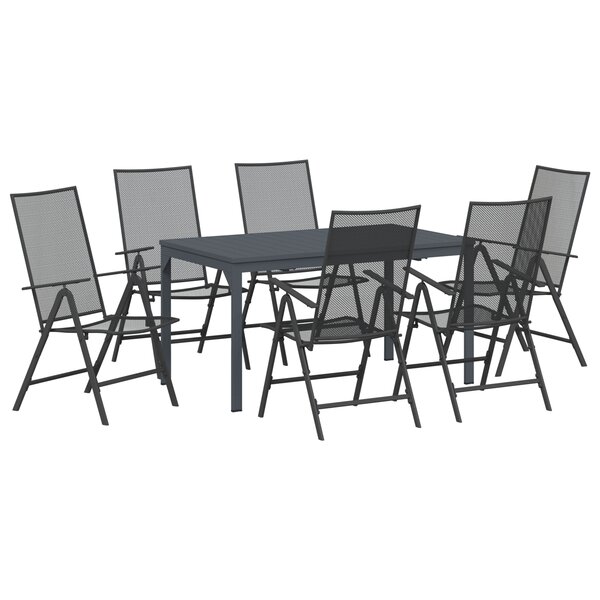 vidaXL Set de salle à manger de jardin 7 pièces en acier anthracite