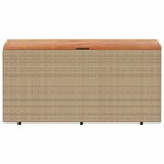 vidaXL Boîte de rangement de jardin beige résine tressée bois d'acacia