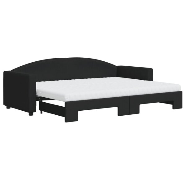 vidaXL Lit de jour avec lit gigogne et matelas noir 80x200 cm tissu