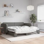 vidaXL Lit de jour avec lit gigogne gris foncé 100x200 cm tissu