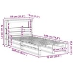 vidaXL Cadre de lit sans matelas cire marron 75x190 cm bois pin massif