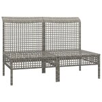 vidaXL Canapés centraux de jardin et coussins 2Pièces Gris Résine tressée