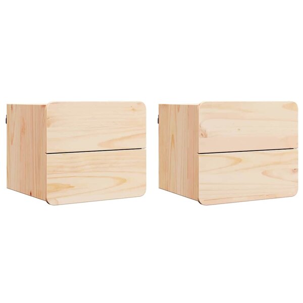 vidaXL Table de chevet 2 Pièces Marron 39 x 34 x 33 cm Bois de pin massif