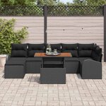vidaXL Ensemble de canapé de jardin avec coussin 8 Pièces Noir