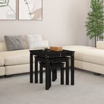 vidaXL Tables gigognes 3 Pièces Noir Bois de pin massif